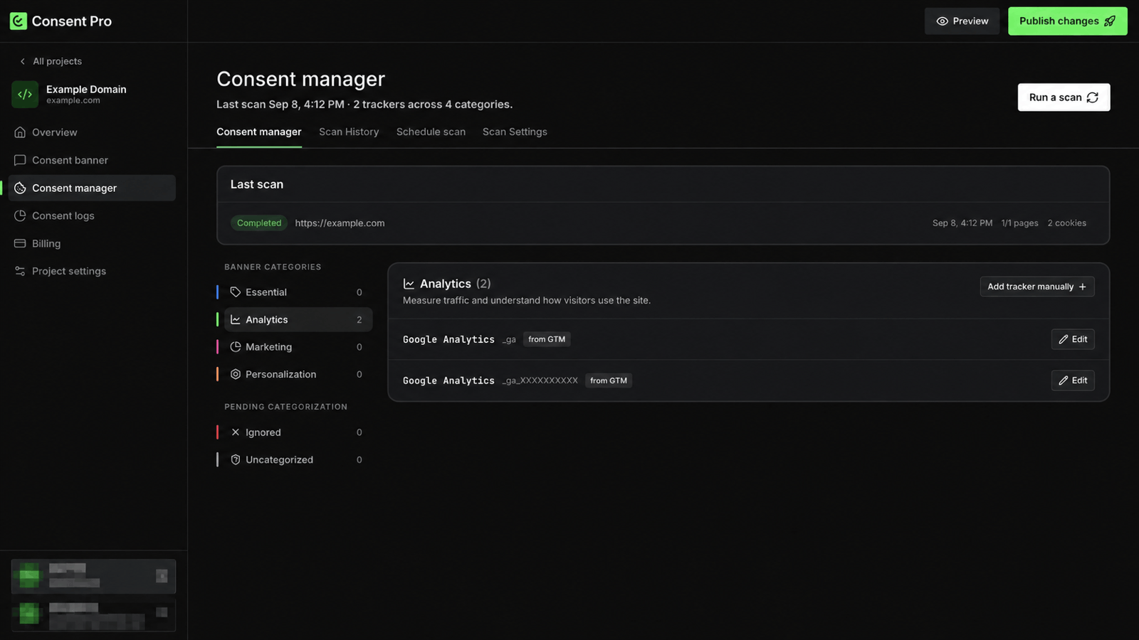 Trackers detected from Google Tag Manager in the Analytics category